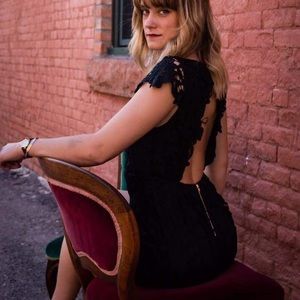 Black, lace cocktail dress